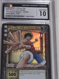 2005 ONE PIECE CCG THE QUEST BEGINS - GR #CH001 LUFFY WITH A STRAW HAT CGC 10 - Image 2