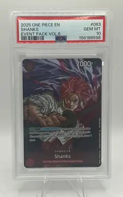 2025 One Piece Shanks Event Pack VOL. 6 Promo #P-083 - PSA 10 Gem Mint - Image 1