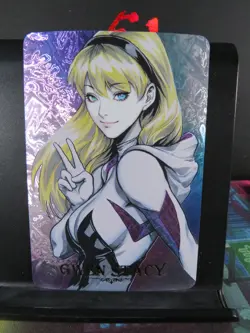 Gwen Stacy Marvel Art Card Rare Holo Laser Collectible Comic Character Spiderman - Image 1