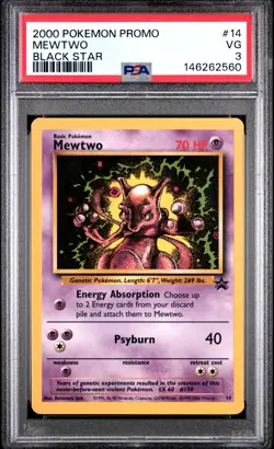 2000 POKEMON PROMO BLACK STAR #14 MEWTWO PSA 3 - Image 1
