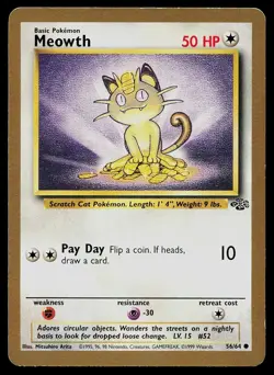 Pokemon Jungle Meowth 56/64 Gold Border Fruit Roll Up Promo 1999 - Image 1