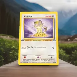 MEOWTH 56/64 COMMON JUNGLE POKEMON 1ST EDITION MP CARD 1999 VINTAGE - Image 1