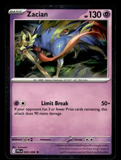 Zacian 045/094 Rare Phantasmal Flames Pokemon Cosmos Holo - Image 1