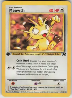 Pokemon TCG Meowth Common Team Rocket 62/82 - Image 1