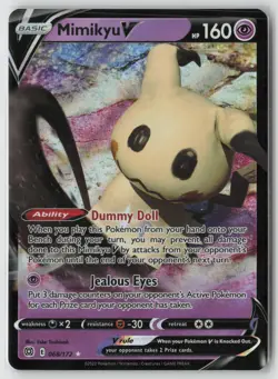 Mimikyu V 068/172 Holo V Rare Brilliant Stars Pokemon Holo Near Mint - Image 1