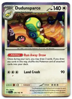Dudunsparce 129/162 - 🌊 Temporal Forces Rare Pokemon TCG Holo 🖤 - LP - Image 1