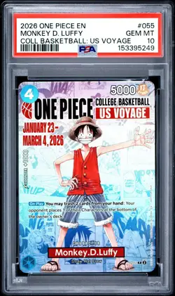 2026 ONE PIECE PROMOS COLLEGE BASKETBALL: US VOYAGE MONKEY D. LUFFY PSA 10 - Image 1