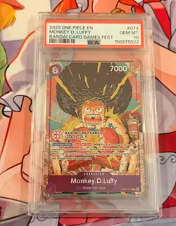 One Piece Monkey D. Luffy Bandai Card Games Fest Afro Promo 2025 OP07-073 PSA 10 - Image 1