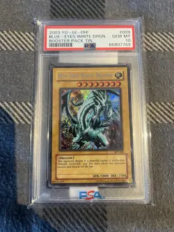 YUGIOH BPT-009 BLUE EYES WHITE DRAGON SECRET RARE PSA 10 GEM MINT HOLO BLEED - Image 1