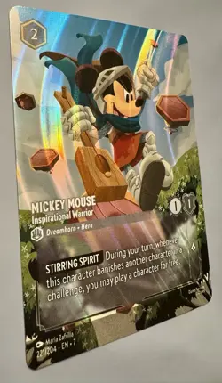Disney Lorcana Mickey Mouse Inspirational Warrior Enchanted 221/204 NM Holo - Image 3