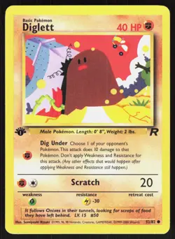 Diglett 52/82 Common Team Rocket Pokemon 1st Edition NM 01-07-23 - Image 1