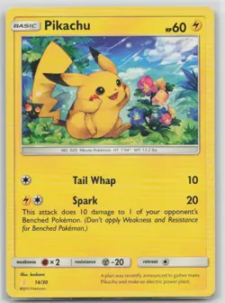 Pikachu (#14) 14/30 Common SM Trainer Kit: Lycanroc & Alolan Raichu Pokemon HP - Image 1