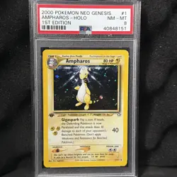 Pokemon TCG Ampharos Neo Genesis Holo Card 1/111 1st Edition PSA 8 - Image 1