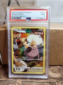 2022 Pokemon Rockruff #TG07 Full Art Silver Tempest PSA 9 Graded Card - Image 1
