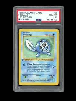 Pokemon PSA 10 GEM MINT Poliwag 1st Edition Base Set Shadowless 1999 Card 59/102 - Image 1