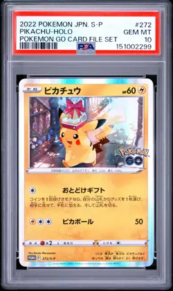 2022 POKEMON JAPANESE S PROMO POKEMON GO CARD FILE SET #272 PIKACHU-HOLO PSA 10 - Image 1