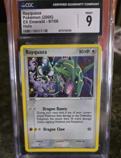 Pokemon Rayquaza Holo Rare Card 9/106 EX Emerald 2005 CGC 9 Mint - Image 1