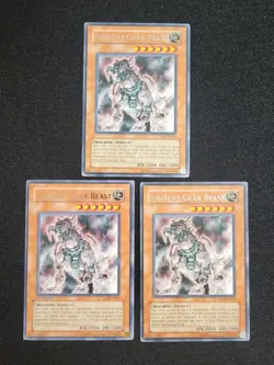 YuGiOh TCG Ancient Gear Beast 1 x 1st Edition 2 x Unlimited TLM-EN007 Rare LP/MP - Image 1