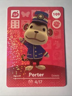 109 Porter Amiibo Card 109 Series 2 Animal Crossing Nintendo Switch NA Region - Image 1