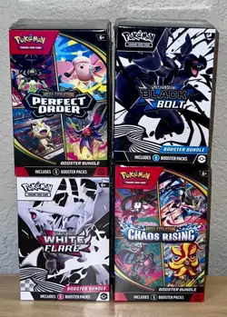Lot Of 4 Pokemon TCG White Flare, Black Bolt, Chaos Rising, Booster Bundles - Image 1