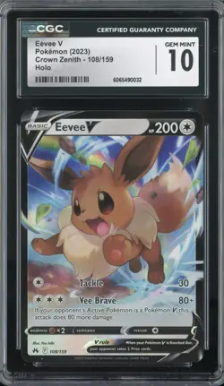 EEVEE V 108/159 POKEMON CROWN ZENITH HOLO CGC 10 GEM MINT - Image 1