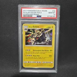 2017 Pokemon: ALOLAN GOLEM 42/145 - [Holo] [Guardians Rising] Gem Mint PSA 10 💎 - Image 1