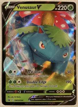 Venusaur V Black Star Promo SWSH100 Full Art Holo Rare LP Pokemon TCG - Image 1