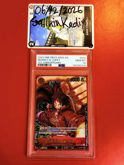 Namco One Piece CCG Monkey D. Luffy ST01-012 Alt Art Foil SR PSA 10 Auto - Image 1