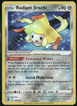 Radiant Jirachi 120/195 Radiant Rare Silver Tempest Pokemon Holo Near Mint - Image 2