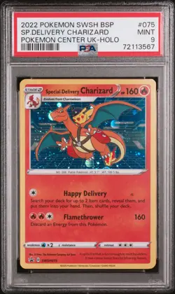 2022 POKEMON SWSH BLACK STAR PROMO #075 SPECIAL DELIVERY CHARIZARD-HOLO PSA 9 - Image 1