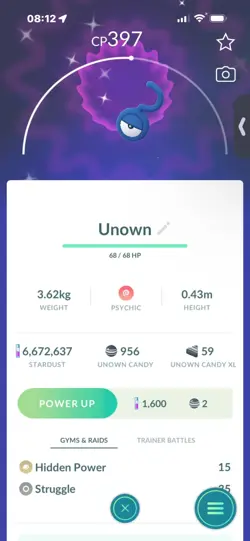 Pokemon Go Shiny Unown U - Image 1