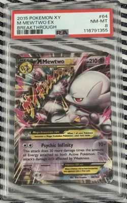 POKEMON XY M MEWTWO EX BREAKTHROUGH #64 PSA 8 - Image 1
