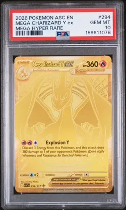 2026 POKEMON ASC EN-ASCENDED HEROES MEGA HYPER RARE MEGA CHARIZARD Y EX PSA 10 - Image 1