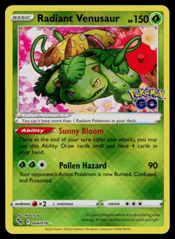 RADIANT VENUSAUR 004/078 RADIANT RARE POKEMON GO POKEMON NM - Image 1