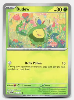 Budew (Master Ball Pattern) 004/131 Holo Prismatic Evolutions Pokemon Holo NM - Image 1