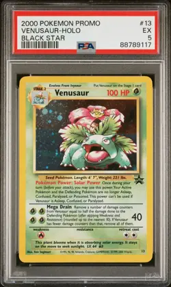 2000 Pokemon Promo Black Star 13 Venusaur Holo PSA 5 - Image 1