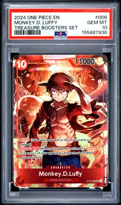 2024 ONE PIECE PROMOS 006 ENGLISH MONKEY D. LUFFY TREASURE BOOSTERS SET PSA 10 - Image 1
