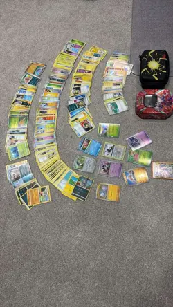 240 Pokemon Cards- HOLOS- Includes TWO pokemon box holder BLACK ZIP & RED TIN - Image 1