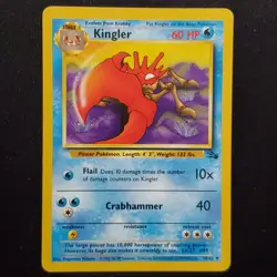 Kingler 38/62 Unlimited Uncommon Fossil Pokemon Moderately Played - Image 1