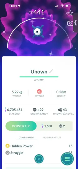 Pokemon Go Shiny Unown X - Image 1
