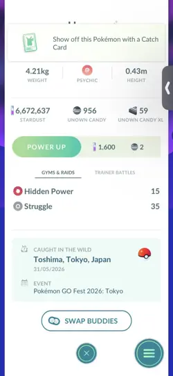 Pokemon Go Shiny Unown J - Image 2