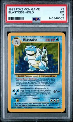 1999 POKEMON BASE SET UNLIMITED #2 BLASTOISE-HOLO PSA 5 - Image 1