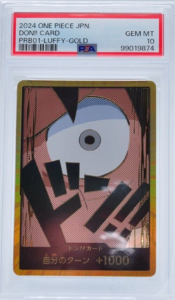 One Piece PSA 10 Gem Mint 2024 Japanese Monkey D Luffy PRB-01 Gold Don!! Card - Image 1