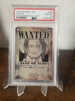 One Piece Shanks OP09-004 WANTED JPN Alt Art Foil PSA 10 Graded 2024 - Image 1