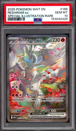 PSA 10 Reshiram ex 166/086 White Flare Black Bolt SIR Alt Art Pokemon WHT Mint - Image 1