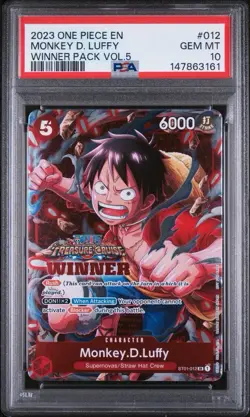 2023 One Piece Monkey D. Luffy Winner Pack Vol.5 012 PSA 10 💎 English Foil Card - Image 1