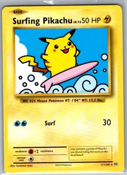 Surfing Pikachu 111/108 Non Holo XY - Evolutions - Pokemon Card - NM - Image 1