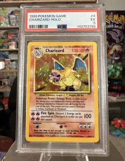 Pokemon TCG Charizard Base Set Holo Unlimited Rare Card 4/102 PSA 5 EX - Image 1