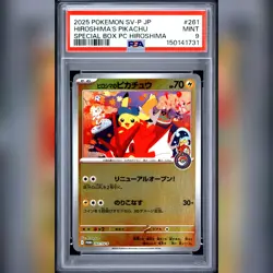 PSA 9 Hiroshima’s Pikachu 261/SV-P Pokemon Center Special Box Japanese Pokemon - Image 1