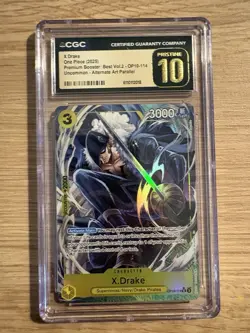 CGC Pristine 10. One Piece TCG X.Drake OP10-114 Alt Art PRB02. Free UK Delivery - Image 1